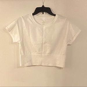 Aerie White Cropped Seamless T-Shirt